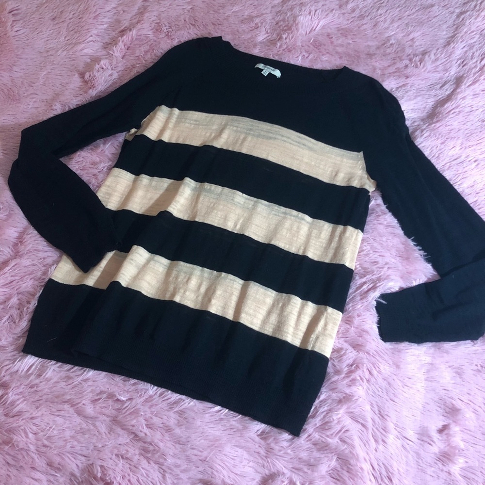 Madewell Navy and Peach Striped Sweater
